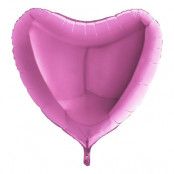 Folieballong Stor Hjärta Rosa