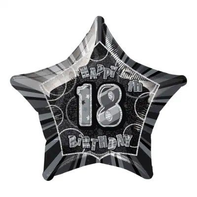 Folieballong Svart Stjärna 18