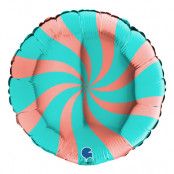 Folieballong Swirly Guld/Tiffany - 45 cm
