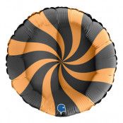 Folieballong Swirly Svart/Guld - 45 cm