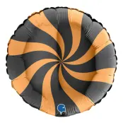 Folieballong Swirly Svart/Guld - 45 cm