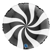 Folieballong Swirly Vit/Svart - 45 cm