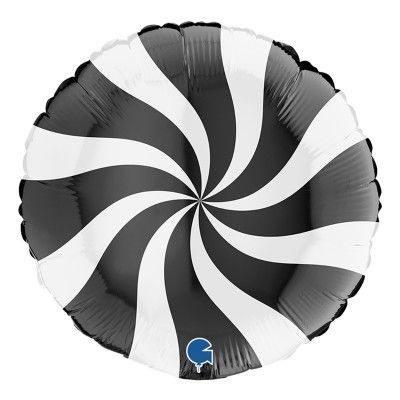 Folieballong Swirly Vit/Svart - 45 cm