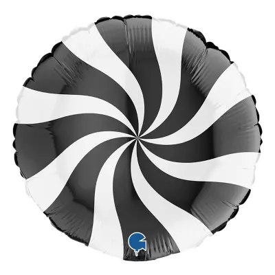 Folieballong Swirly Vit/Svart - 45 cm
