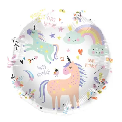 Folieballong Unicorns&Rainbows Happy Birthday