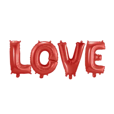Folieballongballonger färdigt kit i rött - LOVE