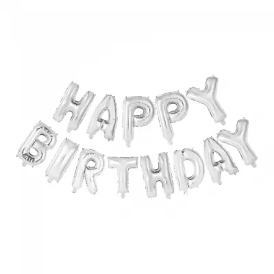 Folieballonger färdigt kit HAPPY BIRTHDAY - silver 41 cm