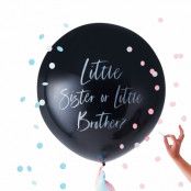 Gender Reveal Ballong Svart Little sister or Little Brother