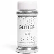 Glitter På Burk Silver 100g