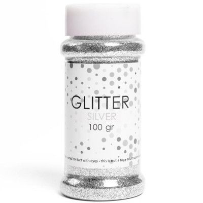 Glitter På Burk Silver 100g