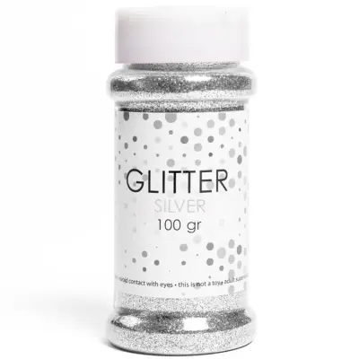 Glitter På Burk Silver 100g