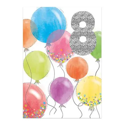 Gratulationskort 8 År Ballonger