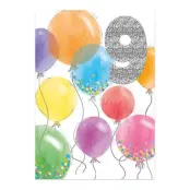 Gratulationskort 9 År Ballonger