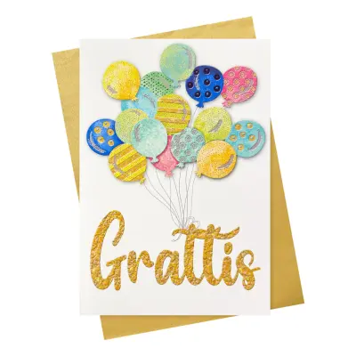 Gratulationskort Ballong Grattis