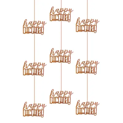 Hängande Dekorationer Happy Birthday Roséguld - 6-pack