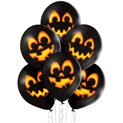 Halloweenballonger Läskiga Ansikten Svart 6-pack