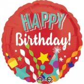 Heliumballon Happy Birthday - röd födelsedag 45 cm