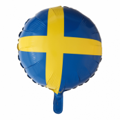 Heliumballong rund med svenska flaggan