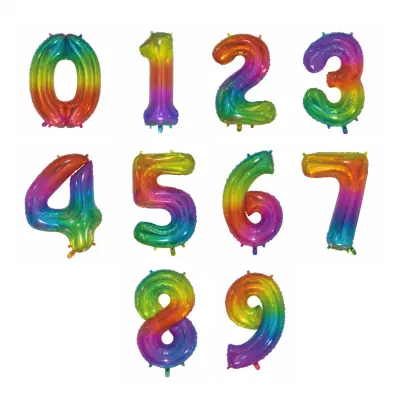 Heliumballong siffra regnbåge - 76 cm Siffra 7
