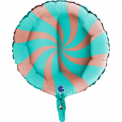 Heliumballong Swirly roseguld och turkos