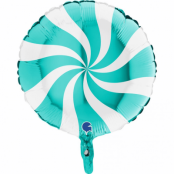 Heliumballong Swirly vit och turkos