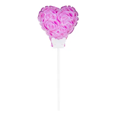 Hjärtballong på Pinne Rosa Rosor