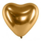 Hjärtballonger Krom Guld - 50-pack