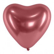 Hjärtballonger Krom Rosa - 25-pack