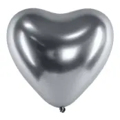 Hjärtballonger Krom Silver - 10-pack