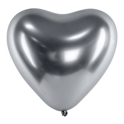 Hjärtballonger Krom Silver - 10-pack