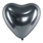 Hjärtballonger Krom Space Grey - 100-pack