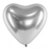 Hjärtballonger Silvermetallic - 50-pack