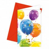 Inbjudningskort Ballonger - 6-pack