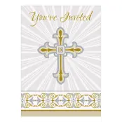Inbjudningskort Kors Beige - 8-pack