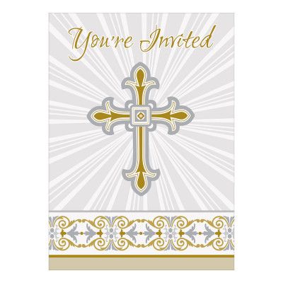 Inbjudningskort Kors Beige - 8-pack