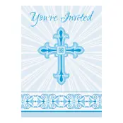 Inbjudningskort Kors Blå - 8-pack