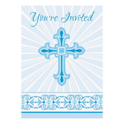 Inbjudningskort Kors Blå - 8-pack
