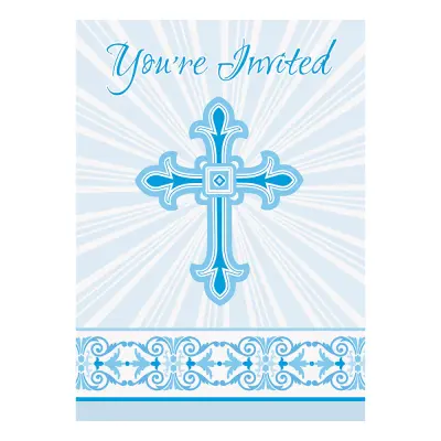 Inbjudningskort Kors Blå - 8-pack