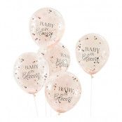 Konfettiballonger Baby In Bloom Roséguld - 5-pack