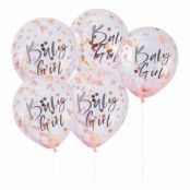 Konfettiballonger Baby Shower Baby Girl - 5-pack