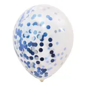 Konfettiballonger Blå/Vit - 5-pack