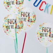 Konfettiballonger Fuck You're Old - 5-pack