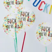 Konfettiballonger Fuck You're Old - 5-pack