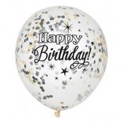 Konfettiballonger Glitter Happy Birthday - 6-pack