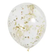 Konfettiballonger Guld - 6-pack