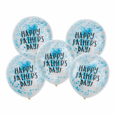 Konfettiballonger Happy Fathers Day Blå - 5-pack