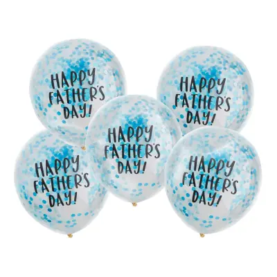 Konfettiballonger Happy Fathers Day Blå - 5-pack