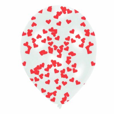 Konfettiballonger Hjärtan Stora - 6-pack