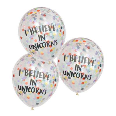 Konfettiballonger I Believe In Unicorns - 5-pack