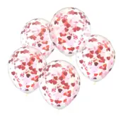 Konfettiballonger med Hjärtan Rosa/Röd - 5-pack